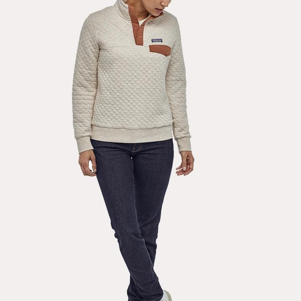Patagonia Cream and Tan Quilted Sweatshirt